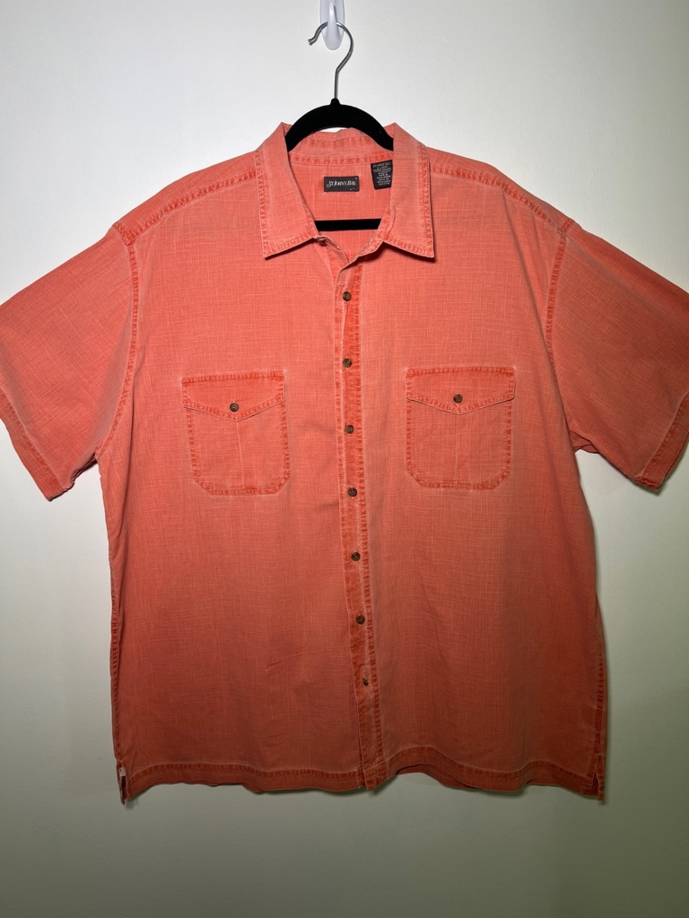 St. John's Bay Coral 100% Cotton Short-Sleeve Button-Down Shirt